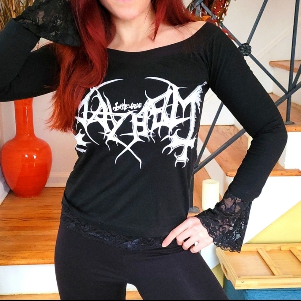 Custom MAYHEM black metal Women's Long Sleeved Shirt